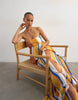 Topshop premium satin dropped waist bandeau maxi dress in striped print