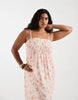 PIECES Curve smocked lace cami maxi dress in pink ditsy floral print