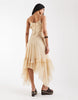 Reclaimed Vintage maxi dress with ruffle details and asymmetric hem in cream