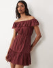 Miss Selfridge off shoulder ruffle mini dress in red