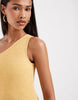 Vero Moda one shoulder crochet mini dress in pastel yellow