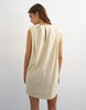 Topshop linen rich exaggerated shoulder mini dress in beige