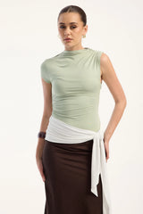 Perfect Stranger Daisy Sash Top Matcha