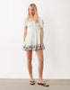 Miss Selfridge puff sleeve milkmaid mini dress with embroidery