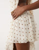 Oh Polly chiffon halter neck asymmetric skirt detail maxi dress in ivory polka dot