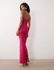 Vesper bengaline halter scoop neck maxi dress in pink