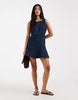 ONLY sleeveless denim mini dress in dark blue