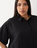 Curve techy fabric relaxed short sleeve mini dress in black