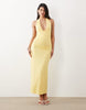 tie back halter midi dress in yellow