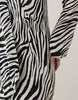 high neck scarf detail maxi dress in zebra print