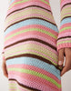 Kiwi & Co knit open back flare sleeve beach coverup maxi dress in multi stripe