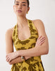 crinkle halter neck midi dress in green floral print
