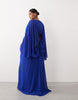 ARRANGE Curve drop waist grecian draped cape sleeve maxi dress in cobalt blue