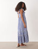 Accessorize gingham print midi beach dress in navy blue