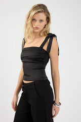 Perfect Stranger Sonnet Tie Straps Top Black