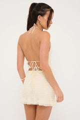 Luck & Trouble Marisole Gathered Mini Skirt Cream