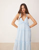 YAS tiered ruffle detail cami maxi dress in soft blue