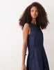 ARKET volume sleeveless denim dress in darkwash blue