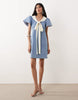 Sister Jane Kasos denim bow detail short sleeve mini dress in light blue