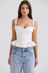 white peplum cotton corset