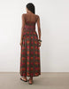 Abercrombie & Fitch scoop neck dipped waist midaxi dress with bold floral print in brown