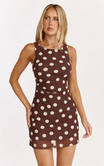 Goldie Mini Dress - High Neck Dress in Chocolate
