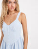 Vero Moda button front gingham mini dress in blue and white