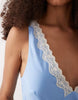 Abercrombie & Fitch v-neck lace trim midaxi slip dress in blue