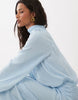 high neck drape chiffon maxi dress with neck tie in light blue