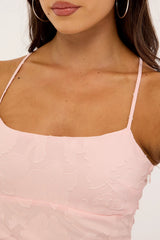 Perfect Stranger Evon Lace Up Back Maxi Dress Light Pink