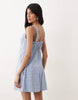 Abercrombie & Fitch ruched milkmaid mini dress in blue floral