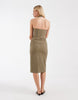 & Other Stories halter neck midi dress in dark khaki