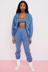 azure cotton fleece-back zip through hoodie