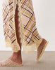 cami maxi slip dress with lace trims in multi lemon plaid print