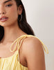 structured cotton sateen tie bust dropped waist mini sundress in butter yellow
