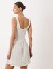 crinkle button up mini dress in cream