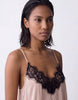 v-neck cami maxi sundress with lace overlay in stripes