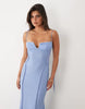 mesh exposed seams sculpted cups maxi dress in pale blue