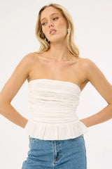 Perfect Stranger Zemi Gathered Strapless Top White