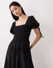 Wednesday's Girl shirred detail midaxi smock dress in black