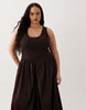 Curve basque waist midi dress with woven skirt