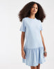 PIECES drop waist short sleeve mini dress in pale blue