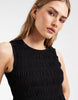 PIECES sleeveless smocked maxi dress in black