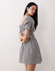 Wednesday's Girl seersucker milkmaid mini dress in black gingham