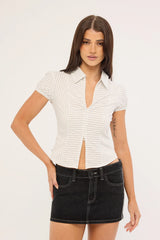 Rusty Flip Mommy Low Rise Denim Mini Skirt Black Out