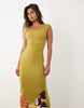 boat neck midi placement print dress