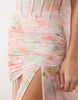 Oh Polly premium embellished scarf and corset detailing maxi dress in pink floral print