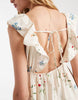Vero Moda ruffle shoulder V-neck maxi dress in cream floral print