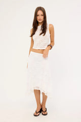 Thrills Sienna Lace Midi Skirt White
