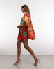 scoop neck poplin mini dress with tie sleeves in print